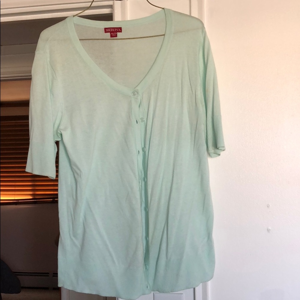 Mint green short sleeve cardigan